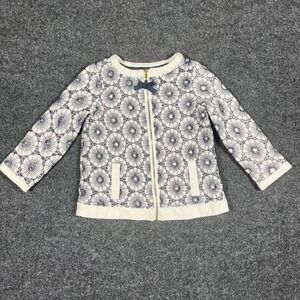 Cynthia Rowley Toddler Girls White Navy Floral Eyelet Zip Up Jacket Size 24M
